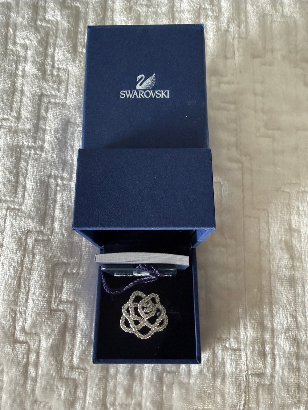 Swarovski Silver Crystal Floral Rose Brooch